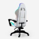 Biały fotel do gier ergonomiczny rozkładany masujący LED Pixy Plus Katalog