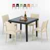Czarny kwadratowy stolik, 90x90 cm z 4 kolorowymi krzesłami Paris Passion Promocja