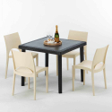 Czarny kwadratowy stolik, 90x90 cm z 4 kolorowymi krzesłami Paris Passion Model
