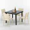 Czarny kwadratowy stolik, 90x90 cm z 4 kolorowymi krzesłami Paris Passion Model