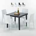 Czarny kwadratowy stolik, 90x90 cm z 4 kolorowymi krzesłami Bistrot Passion Promocja