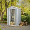 Szopa ogrodowa z żywicy PCV z podłogą 129x103x196cm Manor 4x3 Keter Koszt