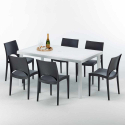 Biały prostokątny stolik, 150x90 cm z 6 kolorowymi krzesłami Paris Summerlife Model