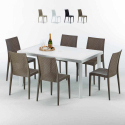 Biały prostokątny stolik, 150x90 cm z 6 kolorowymi krzesłami Bistrot Summerlife Promocja