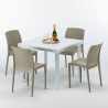 Biały kwadratowy stolik 90x90 Cm z 4 kolorowymi krzesłami Bohème Love Katalog