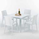 Biały kwadratowy stolik, 90x90 Cm z 4 kolorowymi krzesłami Bistrot Arm Love Katalog