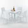 Biały kwadratowy stolik, 90x90 Cm z 4 kolorowymi krzesłami Bistrot Arm Love Katalog
