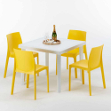 Biały kwadratowy stolik, kwadratowy 90x90 Cm z 4 kolorowymi krzesłami Rome Love Środki