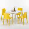 Biały kwadratowy stolik, kwadratowy 90x90 Cm z 4 kolorowymi krzesłami Rome Love Środki