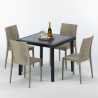 Czarny kwadratowy stolik, 90x90 cm z 4 kolorowymi krzesłami Bistrot Passion Stan Magazynowy