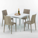 Biały kwadratowy stolik, 90x90 Cm z 4 kolorowymi krzesłami Bistrot Love Katalog