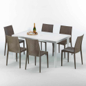 Biały prostokątny stolik, 150x90 cm z 6 kolorowymi krzesłami Bistrot Summerlife Katalog