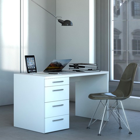 Nowoczesne białe biurko 4 szuflady office 110X60 KimDesk WS Promocja