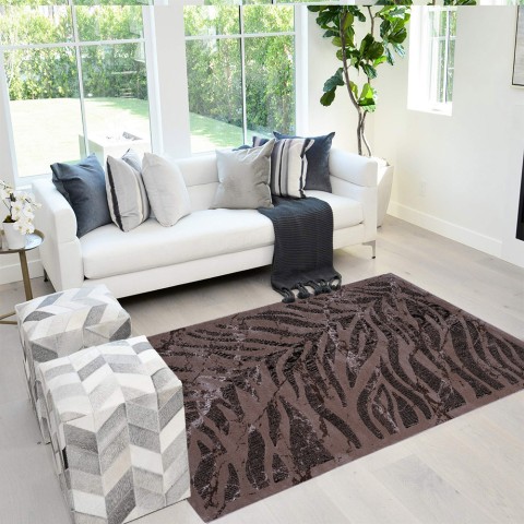 Nowoczesny prostokątny dywan we wzór zebry w kolorze brązowym Double MAR008 Promocja