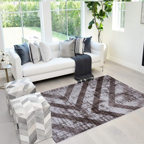 Brązowy prostokątny dywan w nowoczesnym stylu do salonu Double MAR009