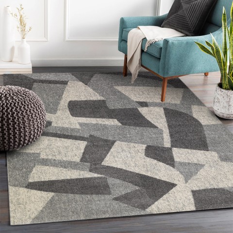 Prostokątny dywanik do salonu w nowoczesnym geometrycznym stylu GRI223