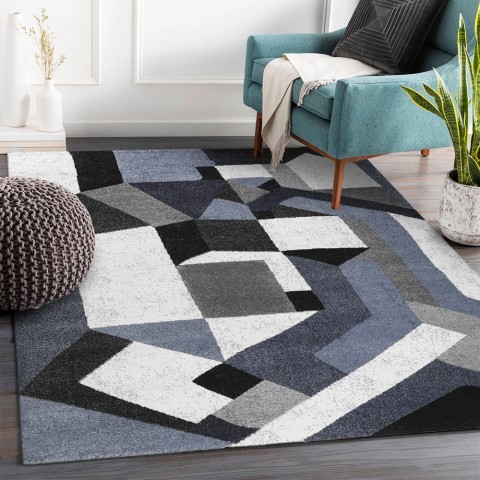 Prostokątny dywan w geometrycznym stylu do salonu o nowoczesnym designie BLU019 Promocja