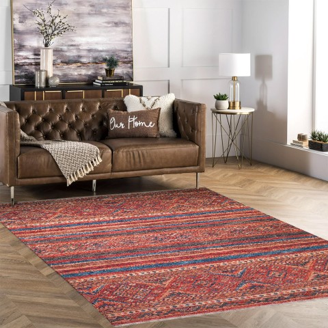 Prostokątny wielokolorowy antypoślizgowy dywanik do sypialni i salonu KILI01