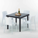 Czarny kwadratowy stolik, 90x90 cm z 4 kolorowymi krzesłami Rome Passion Środki