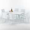 Biały prostokątny stolik, 150x90 cm z 6 kolorowymi krzesłami Bistrot Arm Summerlife Stan Magazynowy