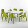 Biały prostokątny stolik, 150x90 cm z 6 kolorowymi krzesłami Rome Summerlife Środki