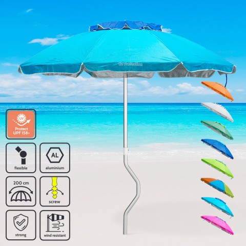 Aluminowy parasol plażowy GiraFacile 200 Cm z warstwą ochronną UV Afrodite