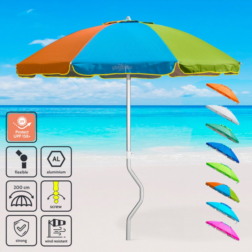 Aluminowy parasol plażowy GiraFacile 200 Cm z warstwą ochronną UV Afrodite Aluminowy parasol plażowy GiraFacile 200 Cm z warstwą ochronną UV Afrodite