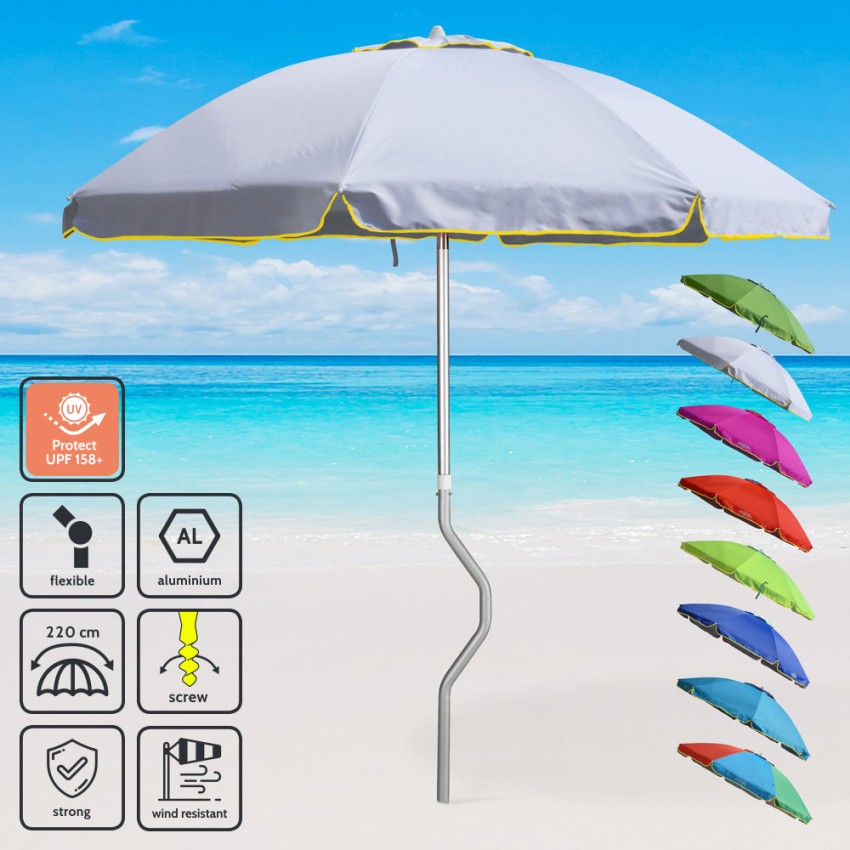 Aluminiowy parasol plażowy GiraFacile 220 Cm model Pesca Eolo Koszt