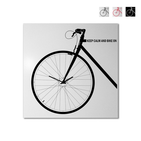 Nowoczesny kwadratowy zegar ścienny rowerowy Bike On Promocja
