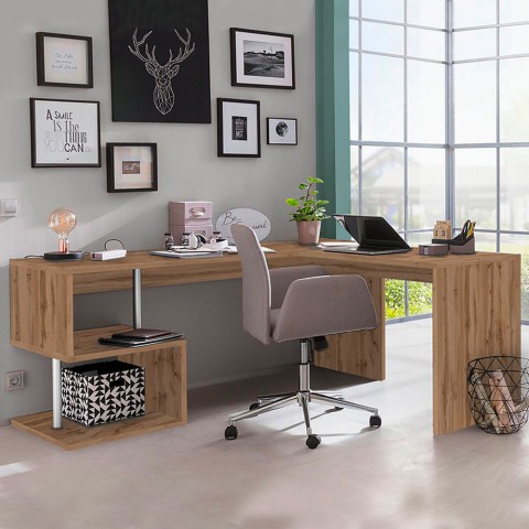 Nowoczesne biurko narożne studio 160/180cm w drewnie Vilnis WD Promocja