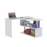 Białe biurko narożne do biura domowego 2 półki Volta WH Rabaty