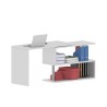 Białe biurko narożne do biura domowego 2 półki Volta WH 