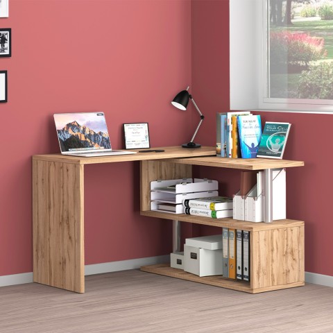 Biurko biurowe narożne drewniane biurko 2 półki Volta WD Promocja