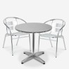 Okrągły stół 70 cm z 2 aluminiowymi krzesłami do baru ogrodowego na świeżym powietrzu Fizz Promocja