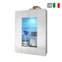 Szklana szafa błyszcząca biała nowoczesny salon 121x166cm Murano Wh Sprzedaż