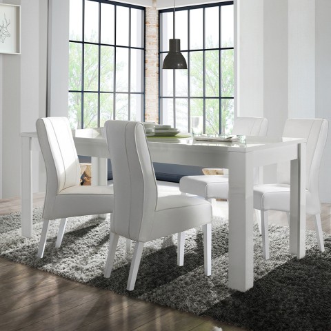 Biały błyszczący nowoczesny stół rozkładany 90x137-185cm Lit Amalfi Promocja