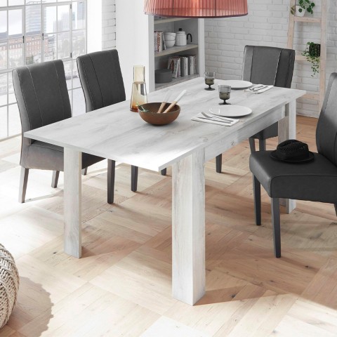 Rozsuwany drewniany stół jadalny 90x137-185cm biały błyszczący Vigo Urbino Promocja