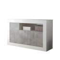 Kredens bufet salonowy 3-drzwiowy 138 cm biały połysk beton Doppel MBC Oferta