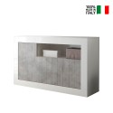 Kredens bufet salonowy 3-drzwiowy 138 cm biały połysk beton Doppel MBC Sprzedaż