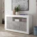 Kredens bufet salonowy 3-drzwiowy 138 cm biały połysk beton Doppel MBC Promocja