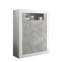 Wysoka komoda do salonu 144 cm biały połysk betonowy nowoczesny Sior BC Oferta
