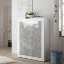 Wysoka komoda do salonu 144 cm biały połysk betonowy nowoczesny Sior BC Sprzedaż