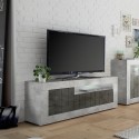 Szafka RTV z 3 drzwiami, nowoczesny czarny efekt betonu Jaor CX Promocja