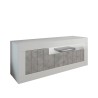 Nowoczesna szafka RTV Jaor BC, biały połysk/cement, 3 drzwi, 138 cm Oferta