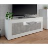 Nowoczesna szafka RTV Jaor BC, biały połysk/cement, 3 drzwi, 138 cm Sprzedaż