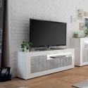 Nowoczesna szafka RTV Jaor BC, biały połysk/cement, 3 drzwi, 138 cm Promocja