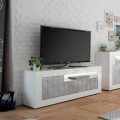 Nowoczesna szafka RTV Jaor BC, biały połysk/cement, 3 drzwi, 138 cm Promocja