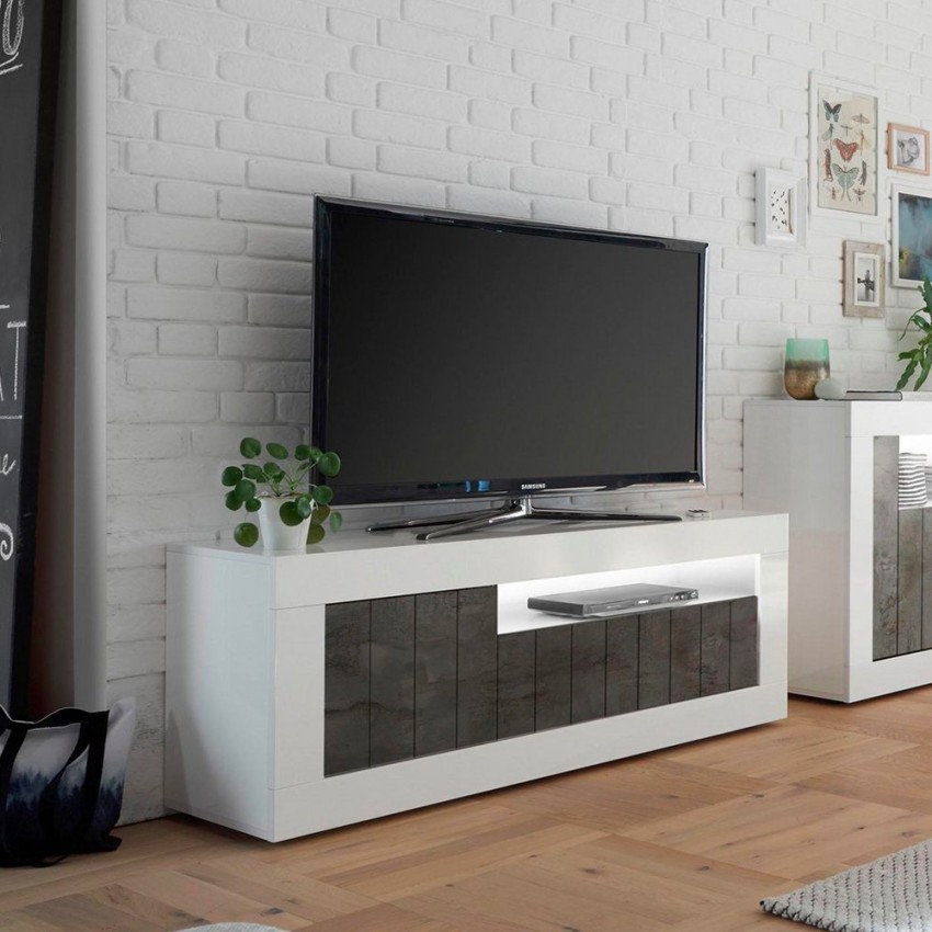 Nowoczesna szafka RTV 138cm, 3 drzwi, biały połysk czarny Jaor BX Promocja Nowoczesna szafka RTV 138cm, 3 drzwi, biały połysk czarny Jaor BX Promocja
