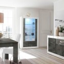 Witryna design 2 drzwi 110x191cm salon biały połysk czarny Dern BX Promocja