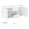 Komoda do salonu 181 cm z 2 drzwiami i 2 szufladami, wzór szachownica, cement, model Dama Ct M Katalog